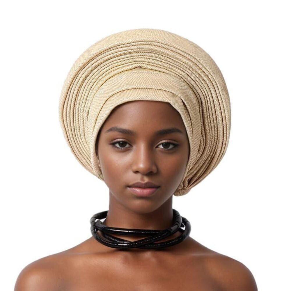 1815 Pre Tied African Headtie Hat Turban Cap Nigerian Auto Gele Head Wrap